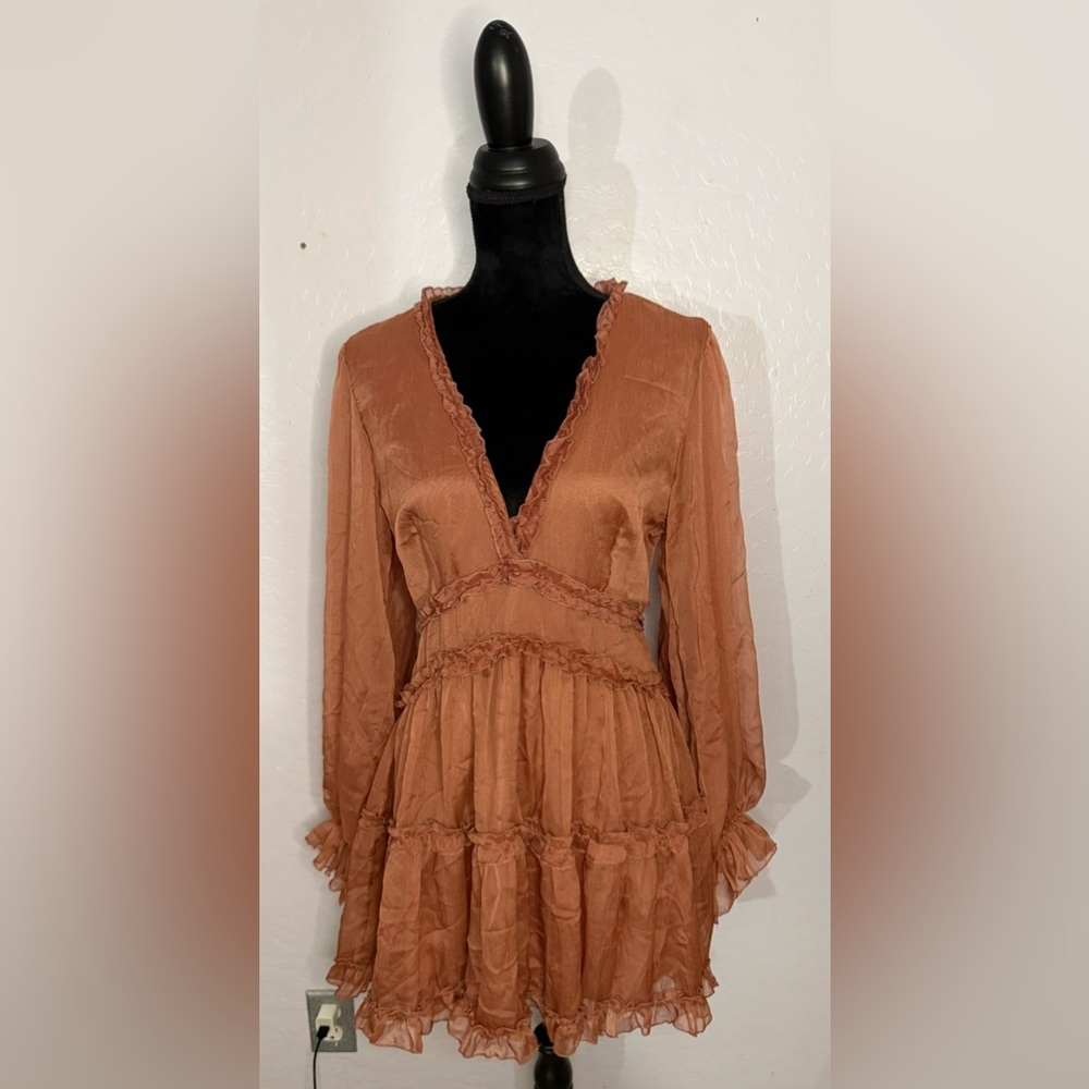 Fashion Nova Dusty Pink Long Sleeved Mini Dress